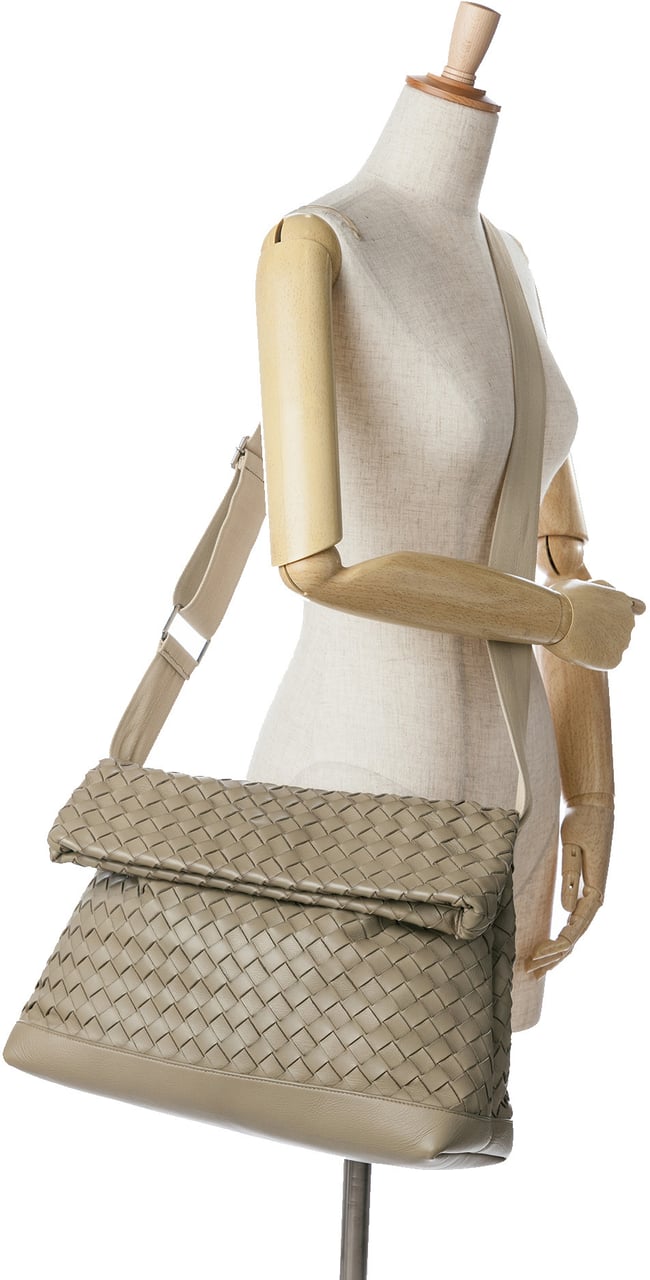 Bottega Veneta Nappa Intrecciato Fold Over Crossbody Bruin
