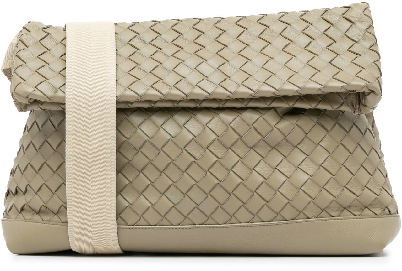 Bottega Veneta Nappa Intrecciato Fold Over Crossbody Bruin