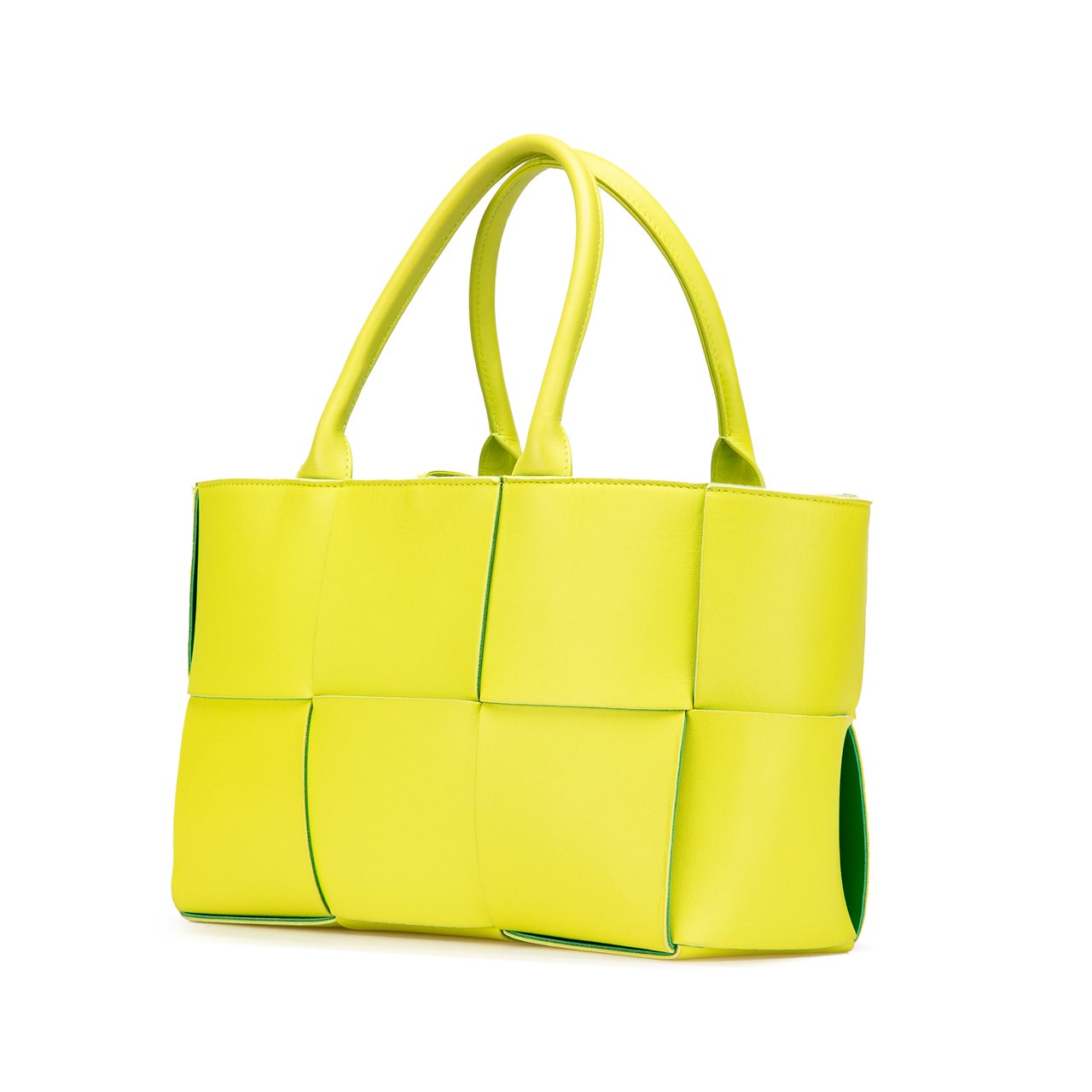Bottega Veneta Small Nappa Maxi Intrecciato Arco Tote Geel