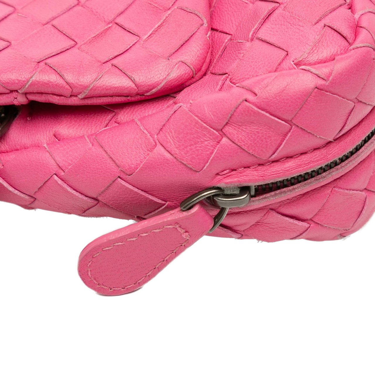 Bottega Veneta Mini Nappa Intrecciato Expandable Chain Flap Crossbody Roze