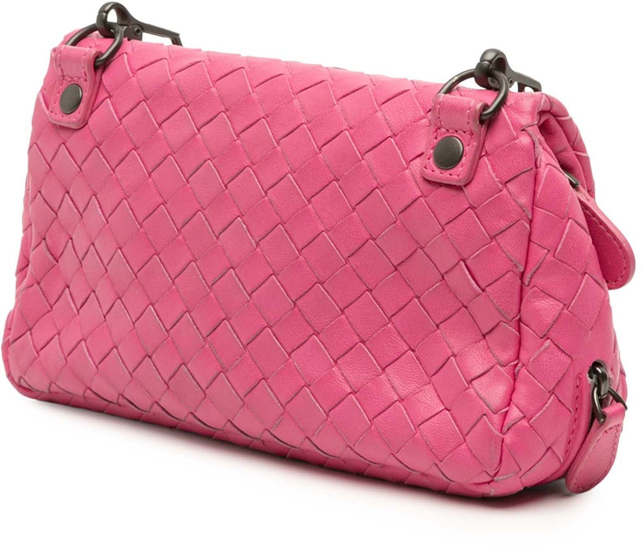 Bottega Veneta Mini Nappa Intrecciato Expandable Chain Flap Crossbody Roze
