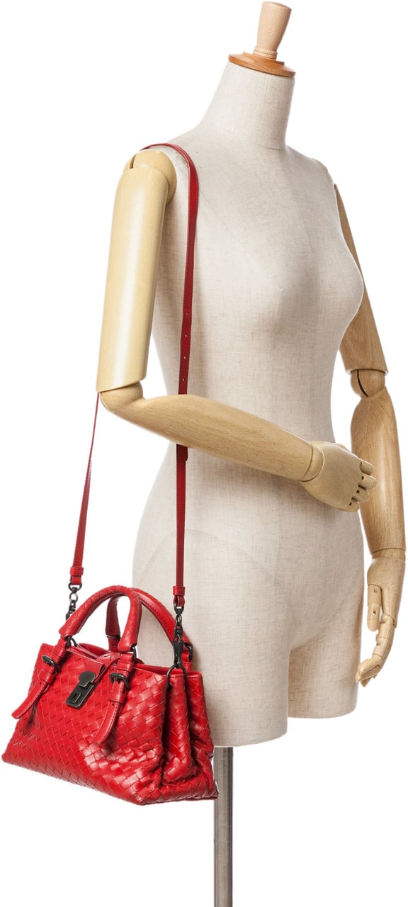 Bottega Veneta Mini Nappa Intrecciato Roma Satchel Rood