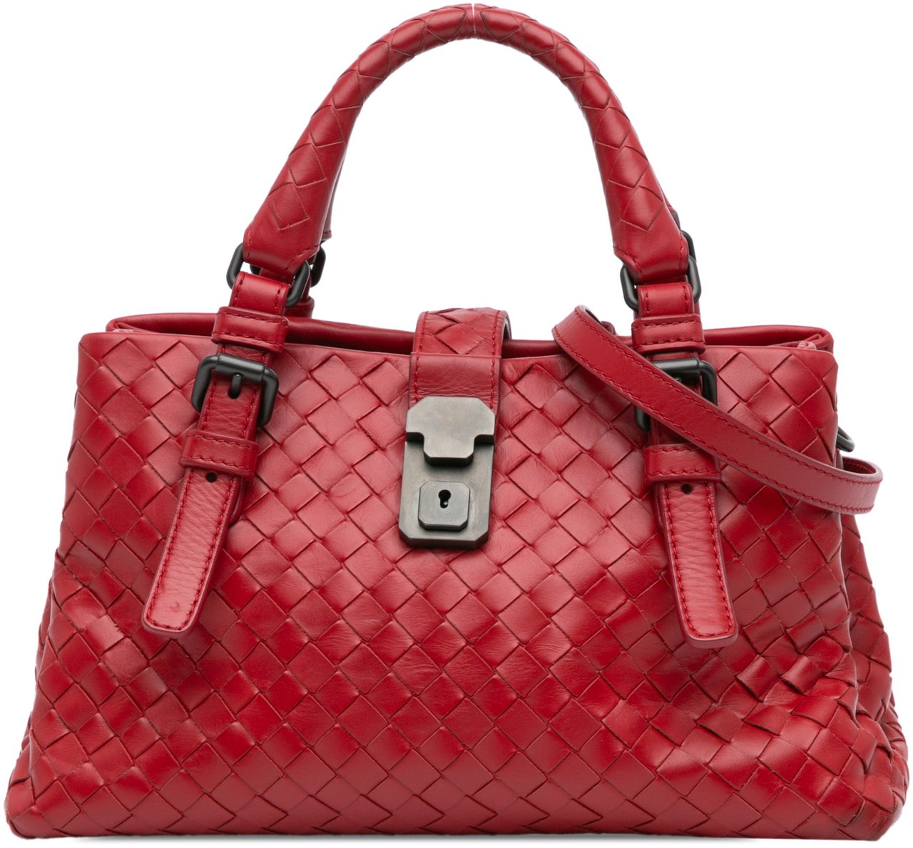 Bottega Veneta Mini Nappa Intrecciato Roma Satchel Rood