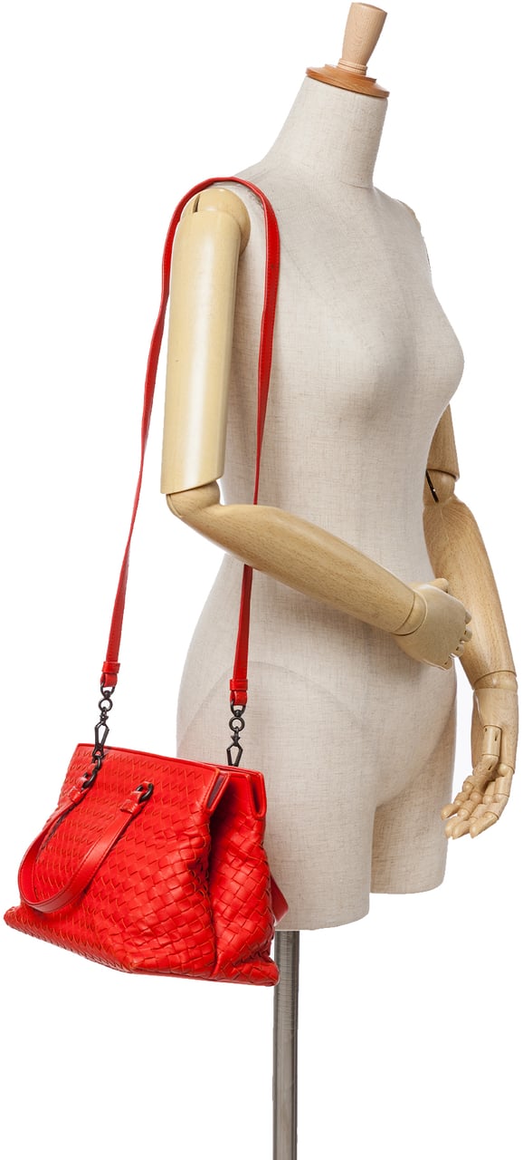 Bottega Veneta Nappa Intrecciato Satchel Rood