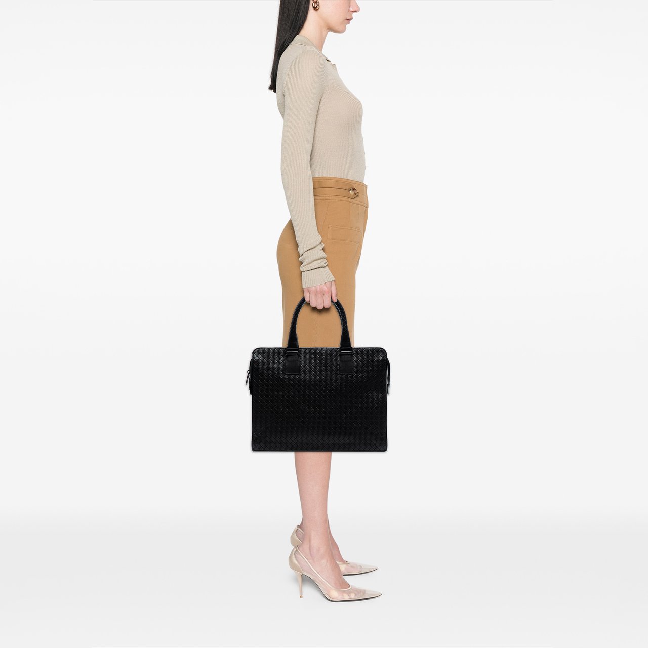 Bottega Veneta Nappa Intrecciato Business Bag Zwart