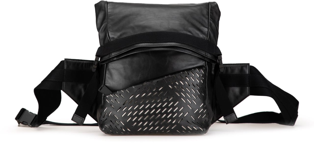 Bottega Veneta Perforated Leather Belt Bag Zwart