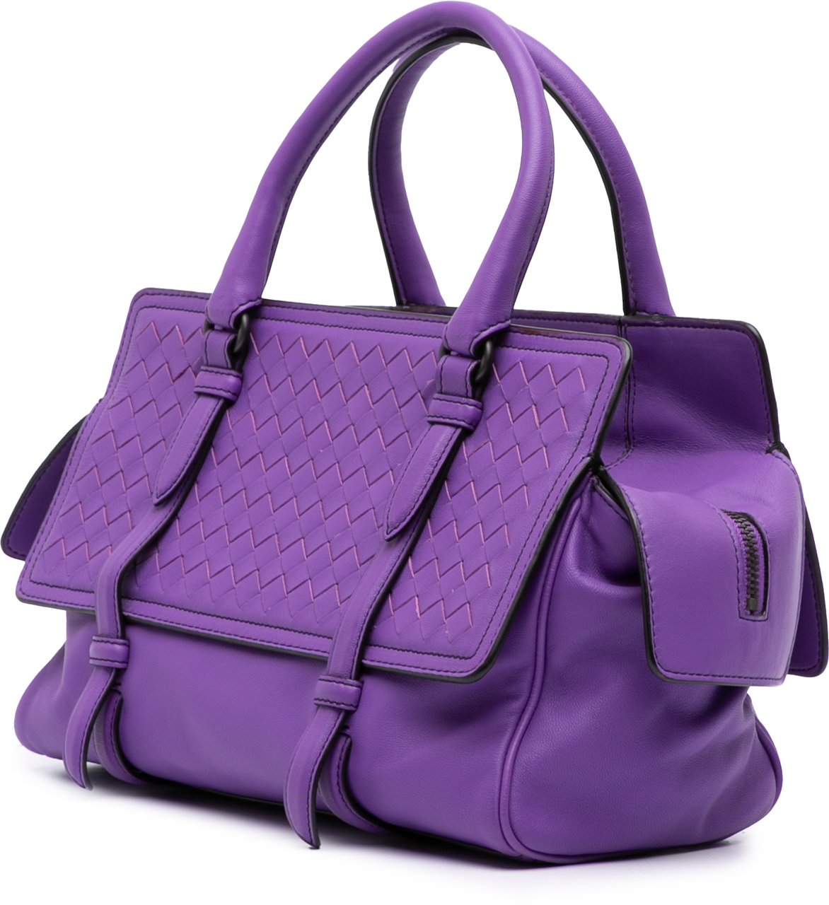 Bottega Veneta Small Nappa Intrecciato Monaco Satchel Paars