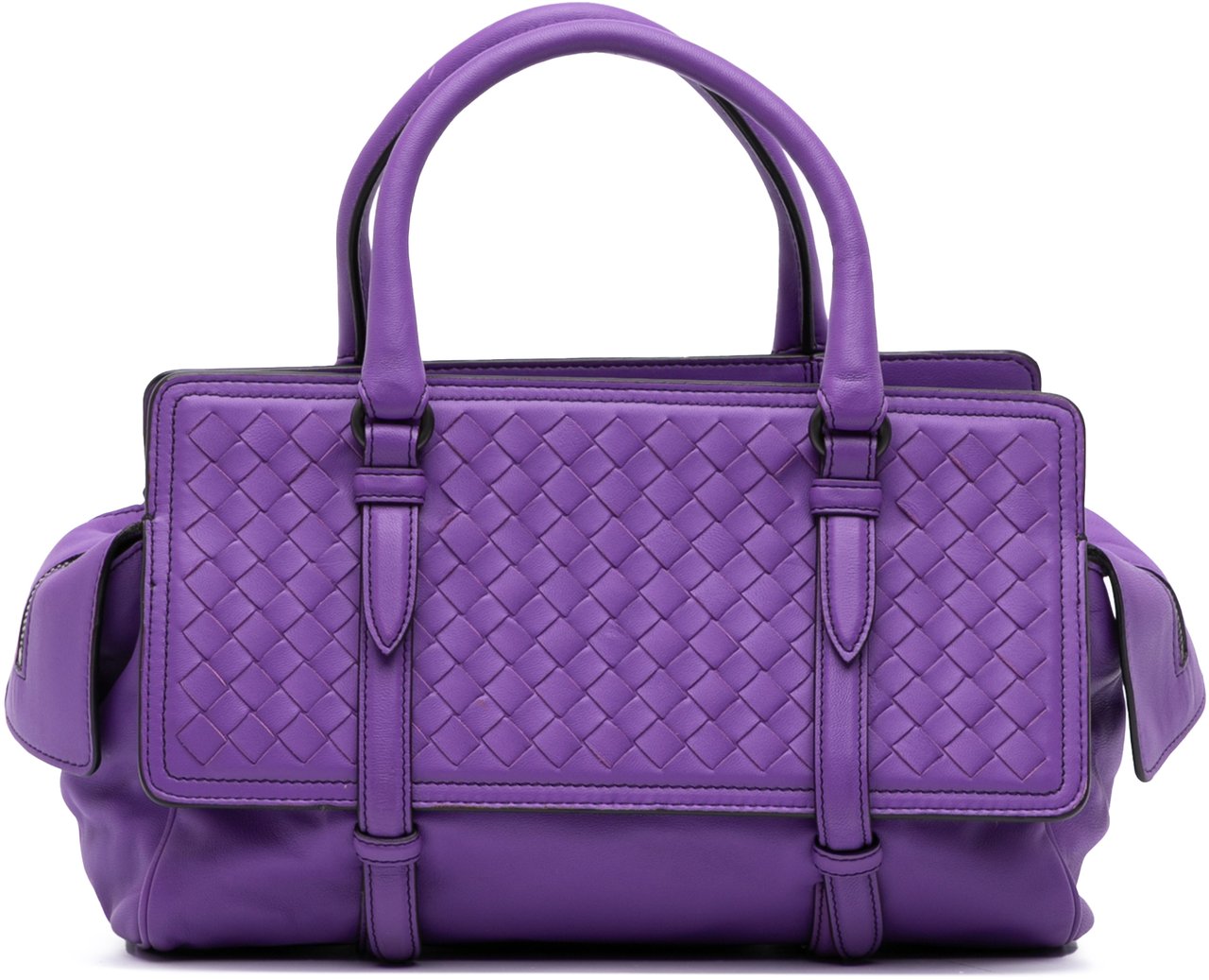 Bottega Veneta Small Nappa Intrecciato Monaco Satchel Paars