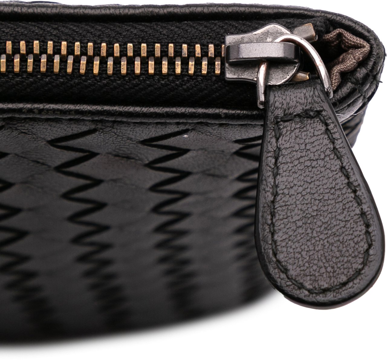 Bottega Veneta Large Nappa Intrecciato Flat Zip Biletto Pouch Zwart