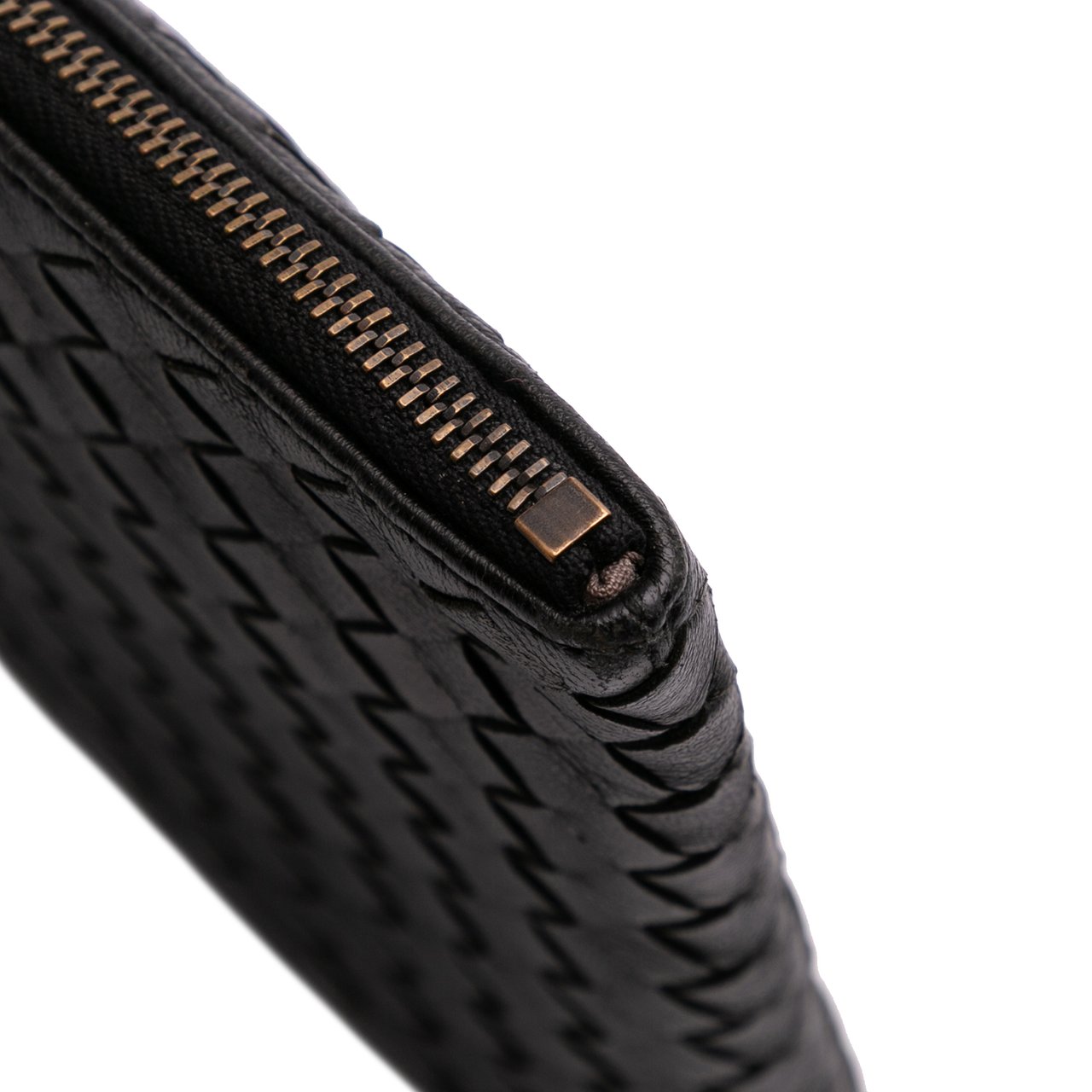 Bottega Veneta Large Nappa Intrecciato Flat Zip Biletto Pouch Zwart