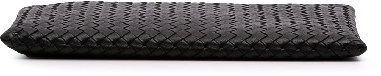 Bottega Veneta Large Nappa Intrecciato Flat Zip Biletto Pouch Zwart