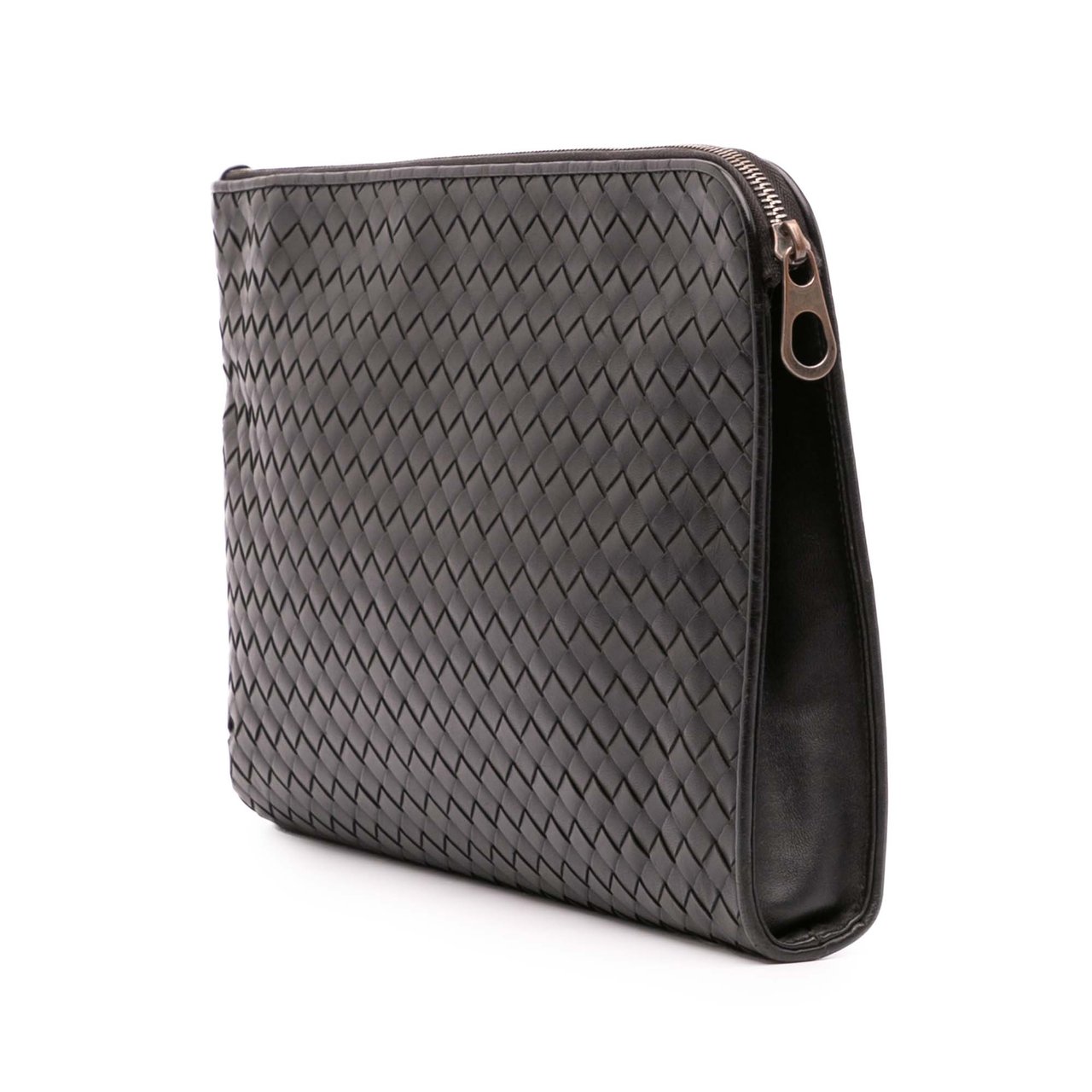 Bottega Veneta Leather Intrecciato Clutch Zwart