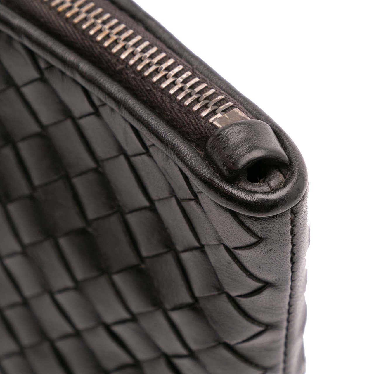 Bottega Veneta Leather Intrecciato Clutch Zwart