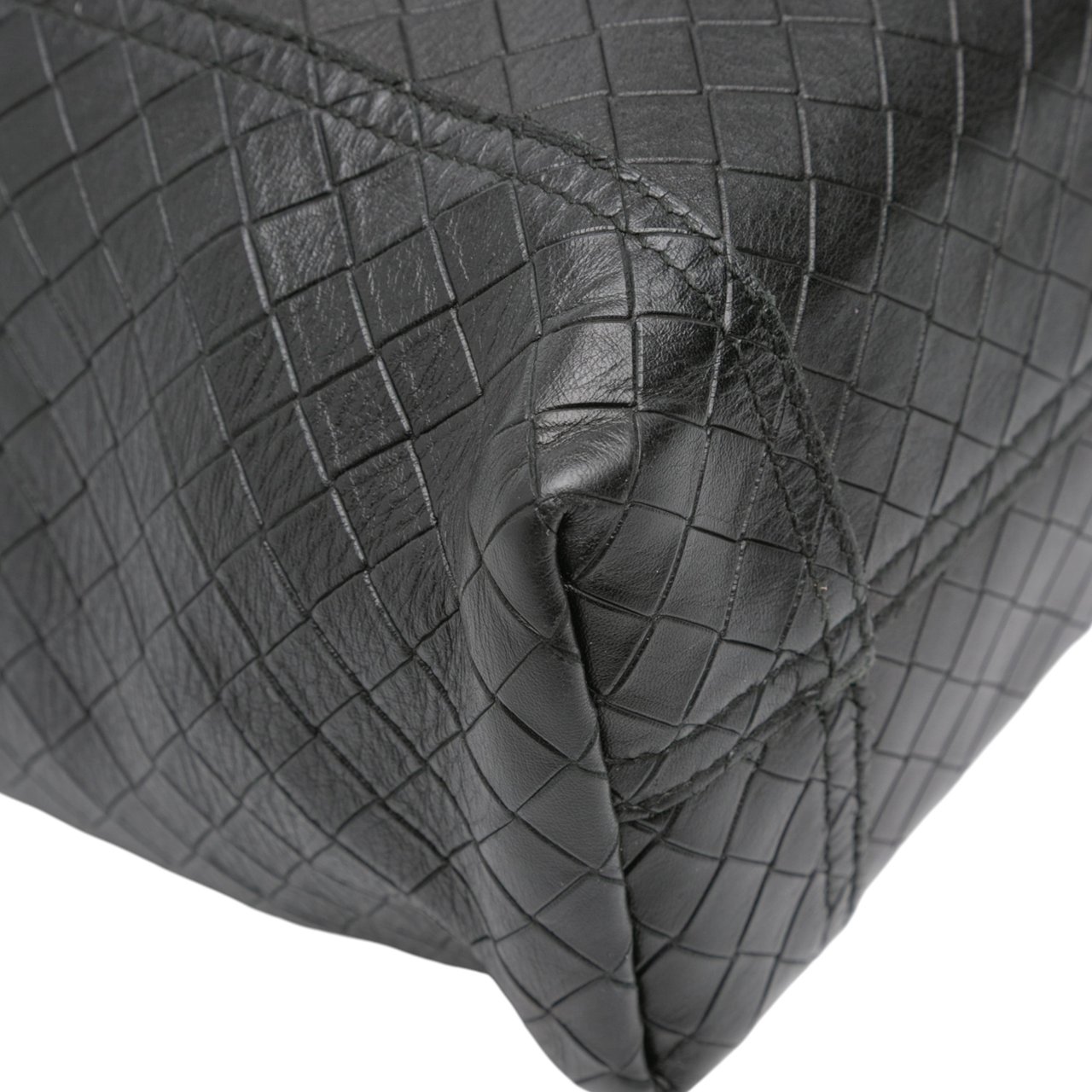 Bottega Veneta Leather Intrecciomirage Tote Zwart