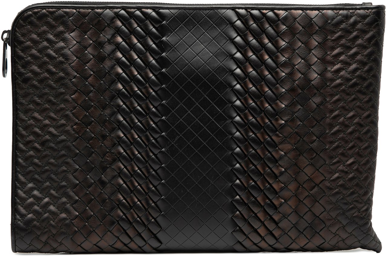 Bottega Veneta Nappa Intreccio Imperatore Zip Clutch Bruin