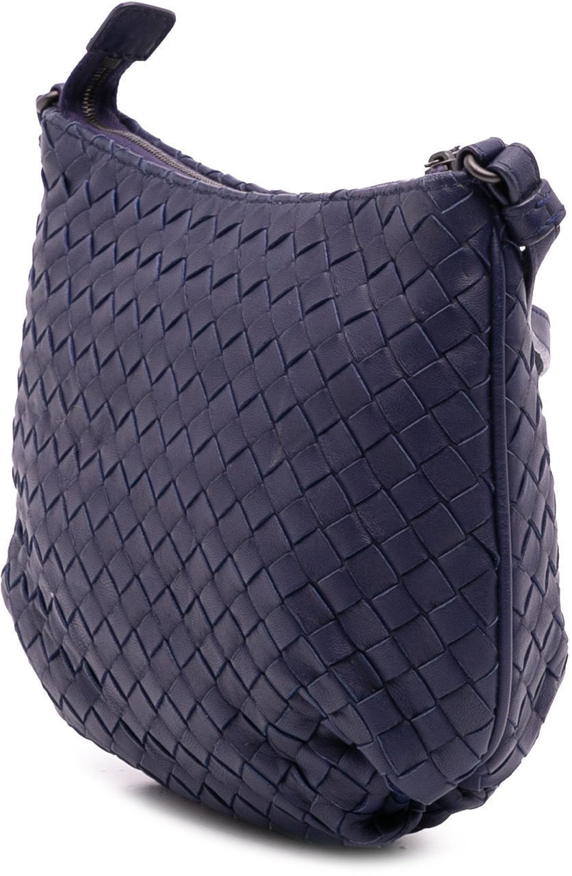 Bottega Veneta Nappa Intrecciato Crossbody Blauw