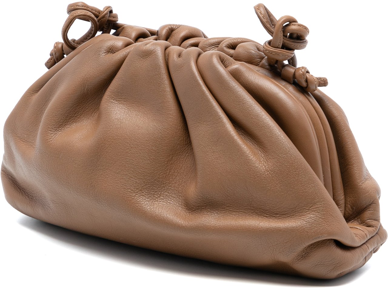 Bottega Veneta Lambskin The Mini Pouch Crossbody Bruin