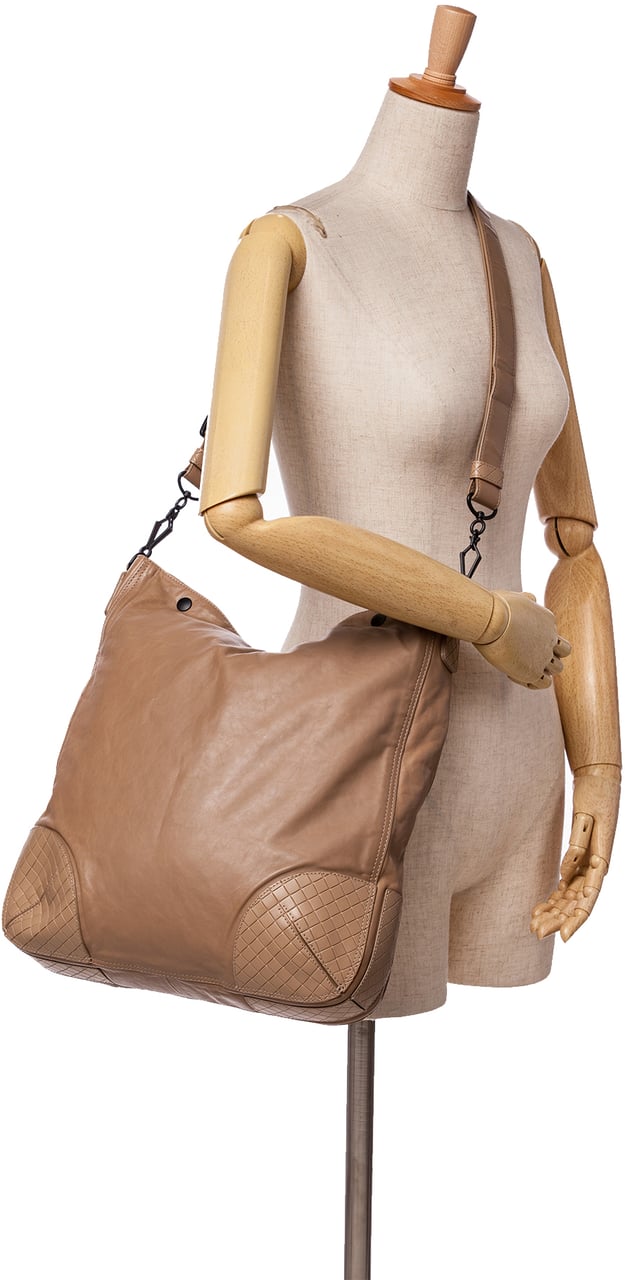 Bottega Veneta Intrecciomirage Trimmed Leather Crossbody Bruin