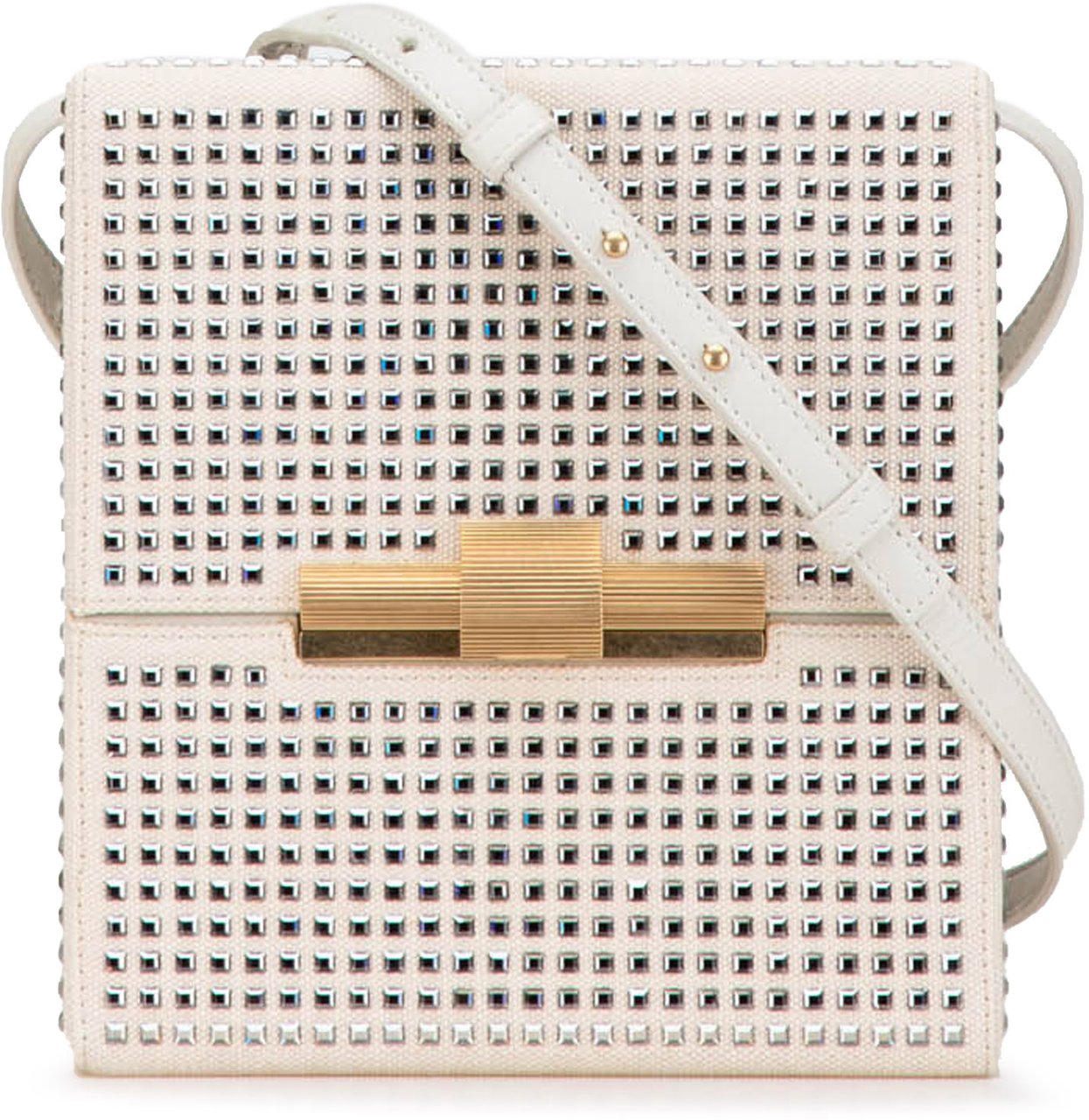 Bottega Veneta Crystal Embellished Canvas Daisey Crossbody Bruin