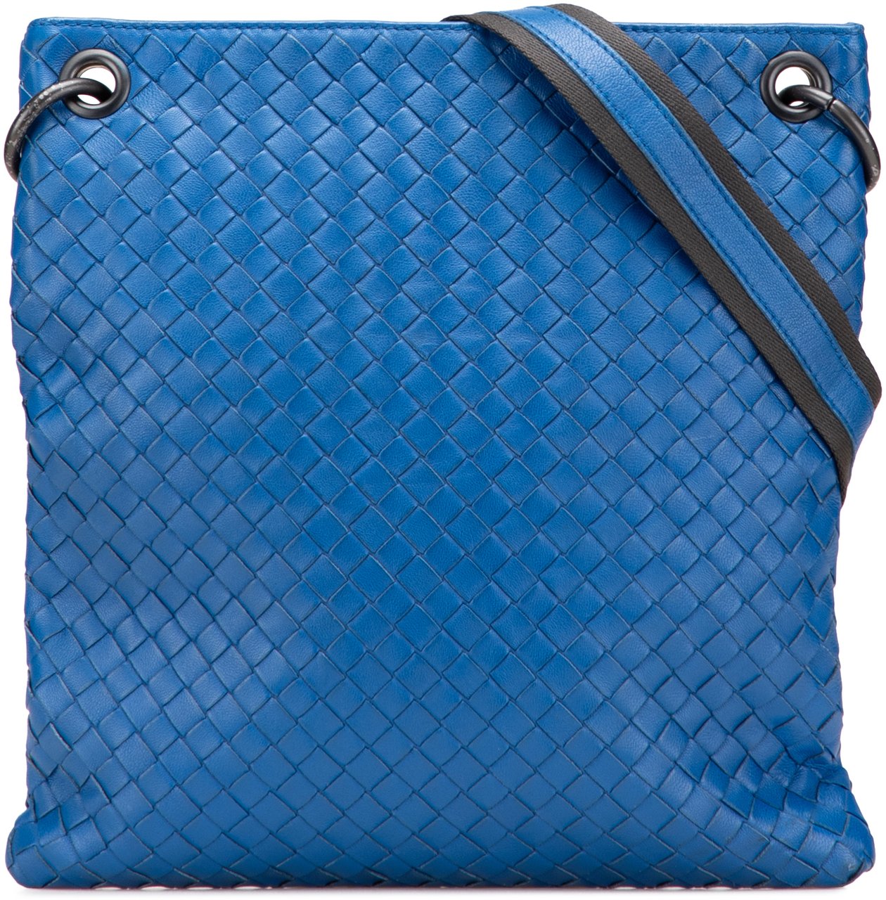 Bottega Veneta Leather Intrecciato Crossbody Blauw