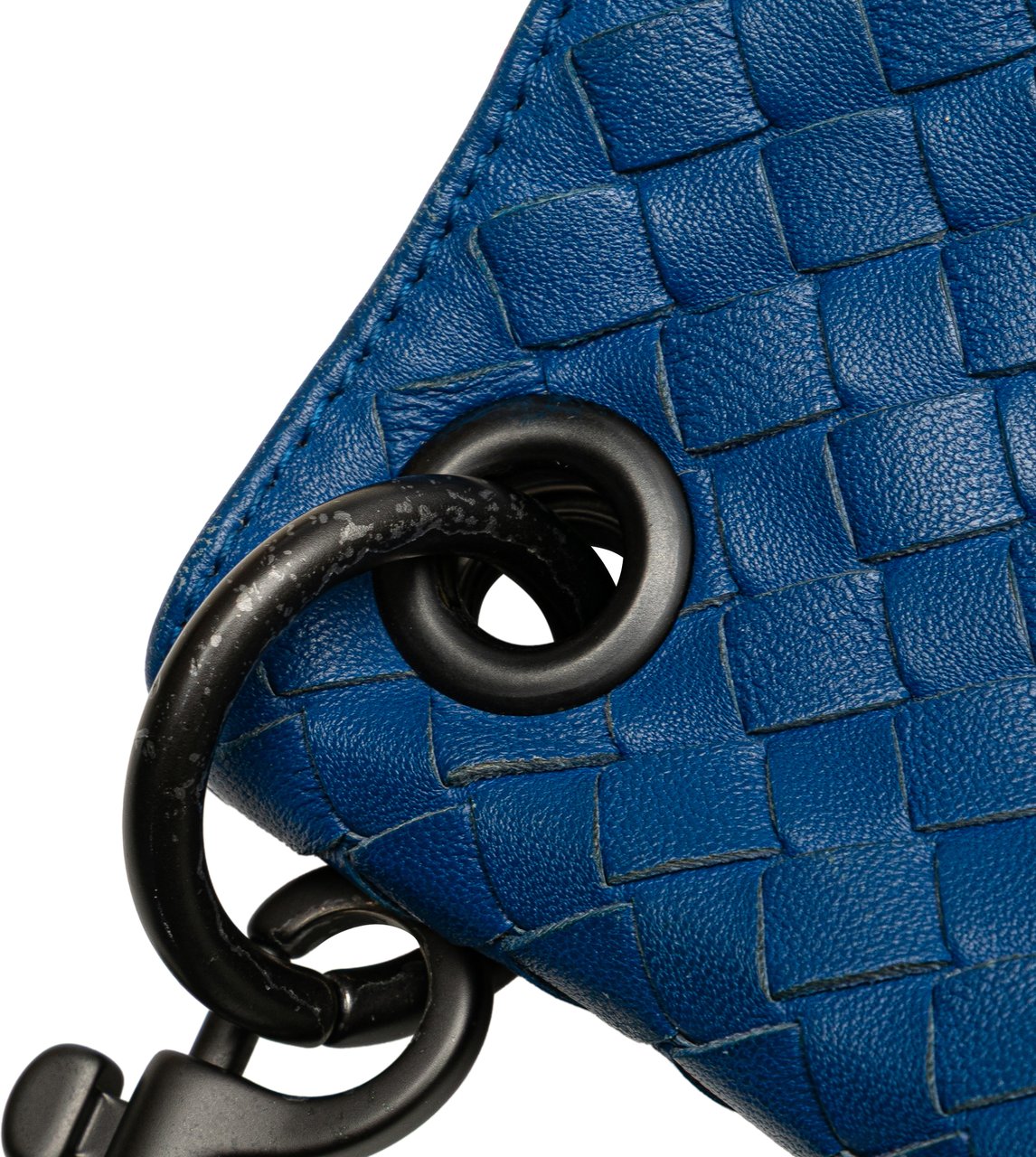 Bottega Veneta Leather Intrecciato Crossbody Blauw