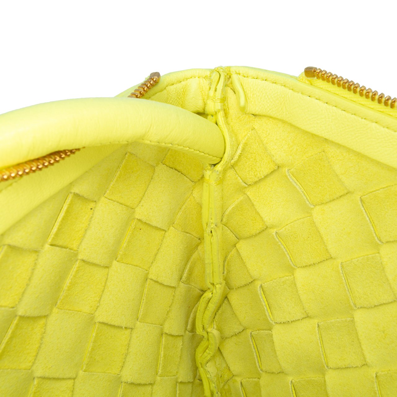 Bottega Veneta Medium Lambskin Intrecciato Turn Pouch Geel