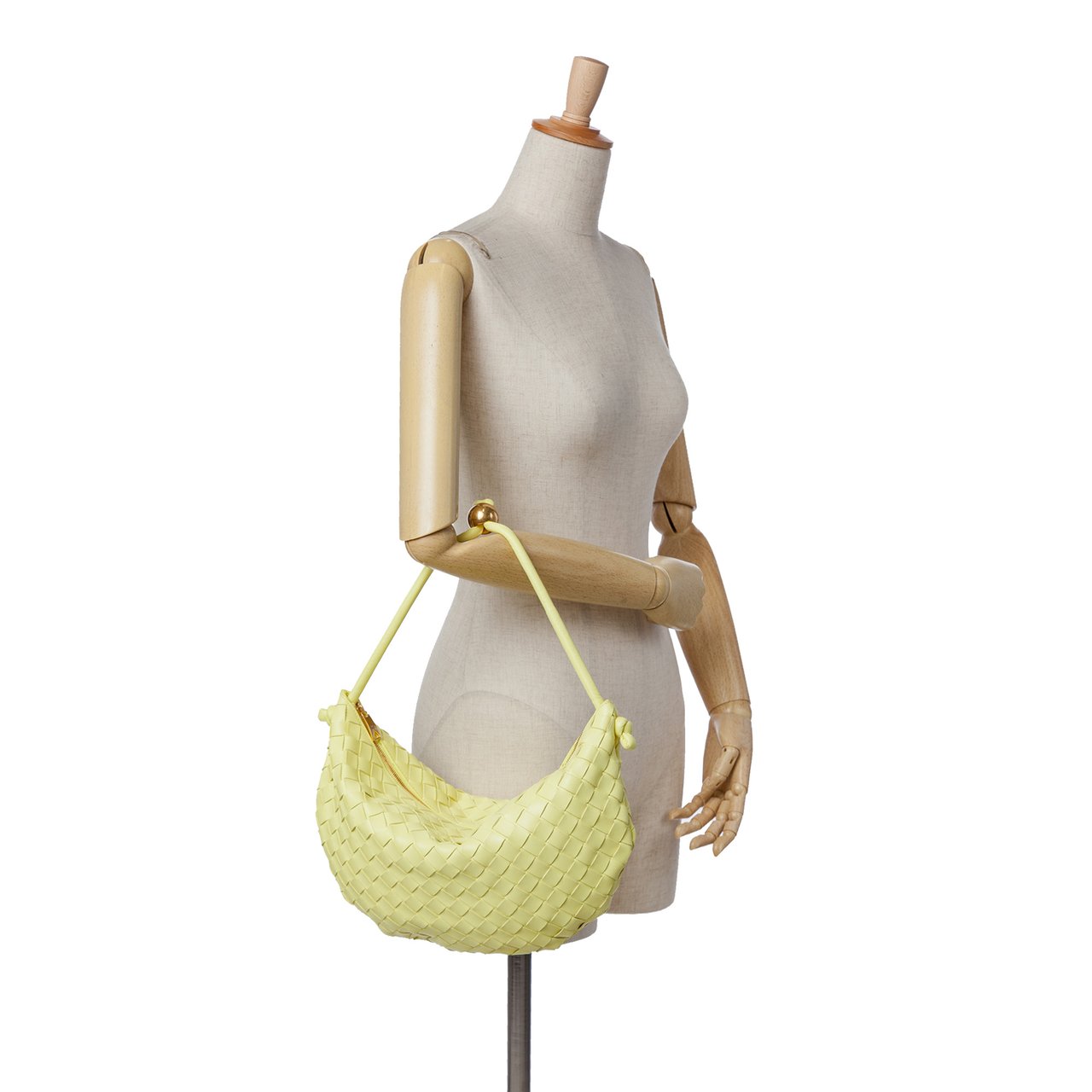 Bottega Veneta Medium Lambskin Intrecciato Turn Pouch Geel