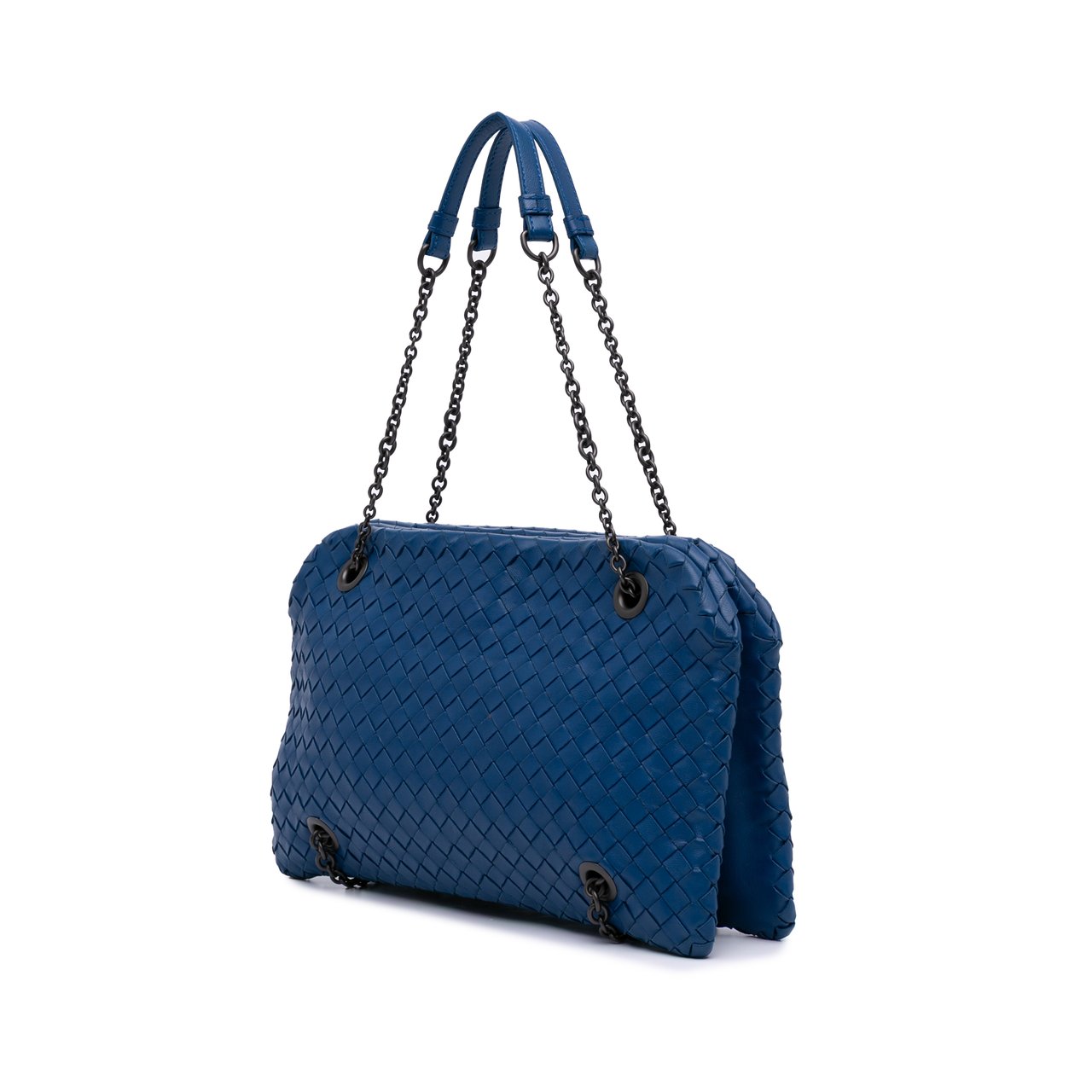 Bottega Veneta Nappa Intrecciato Duo Shoulder Bag Blauw