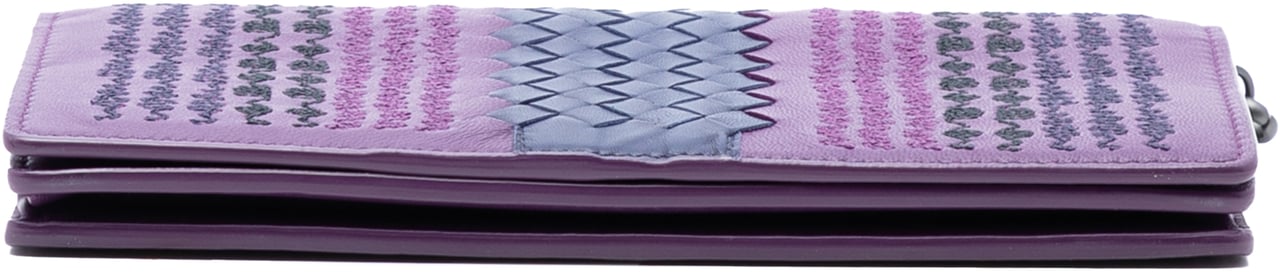 Bottega Veneta Nappa Intrecciato Embroidered Continental Wallet on Chain Paars
