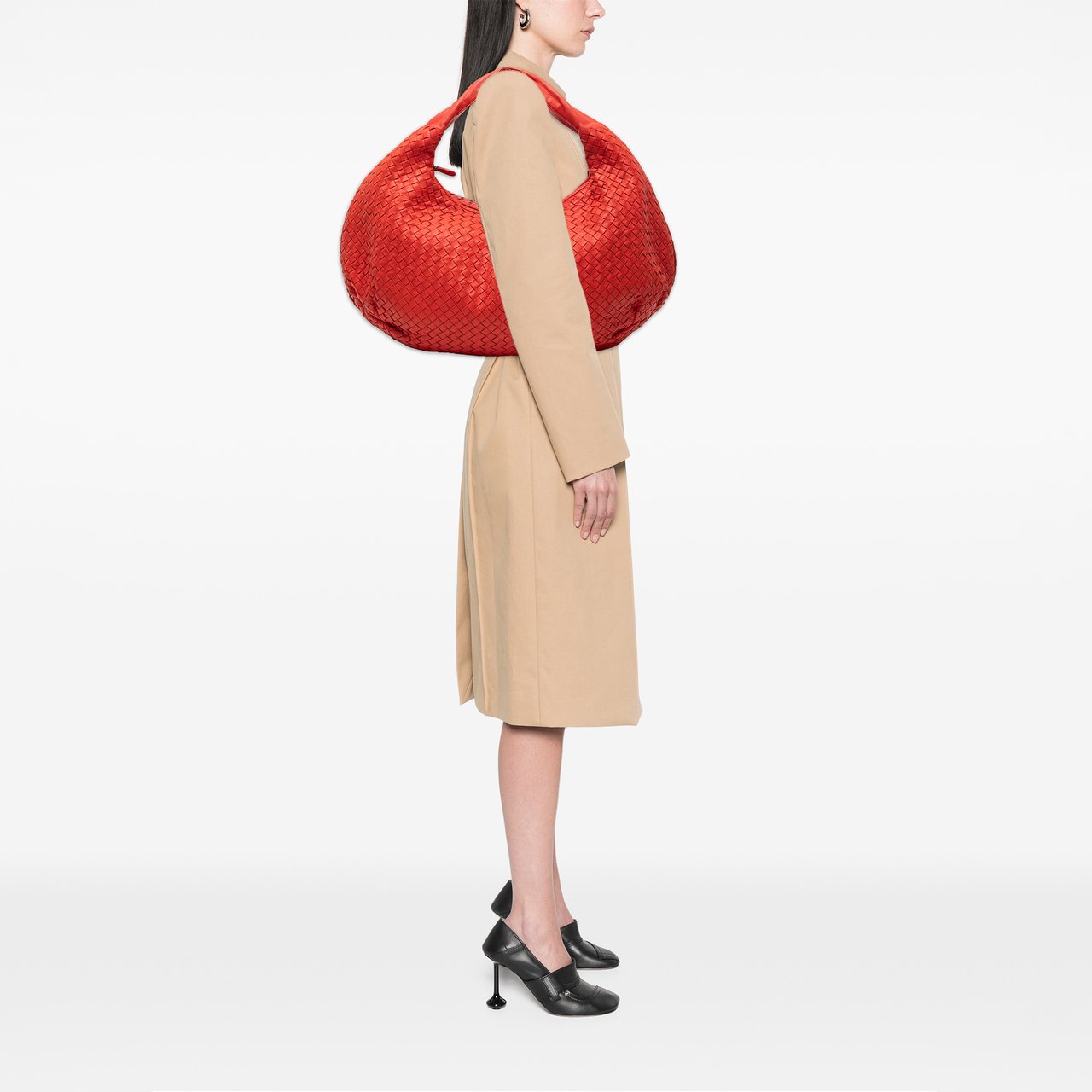 Bottega Veneta Large Nappa Intrecciato Belly Hobo Rood