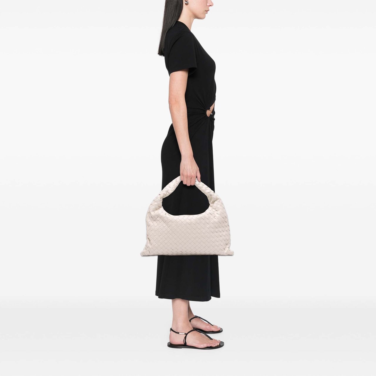 Bottega Veneta Small Calfskin Intrecciato Hop Hobo Wit