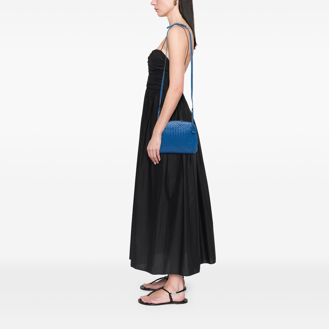 Bottega Veneta Nappa Intrecciato Nodini Crossbody Blauw