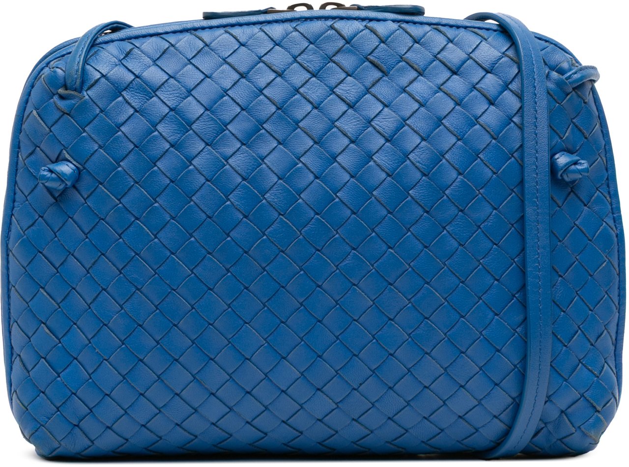 Bottega Veneta Nappa Intrecciato Nodini Crossbody Blauw