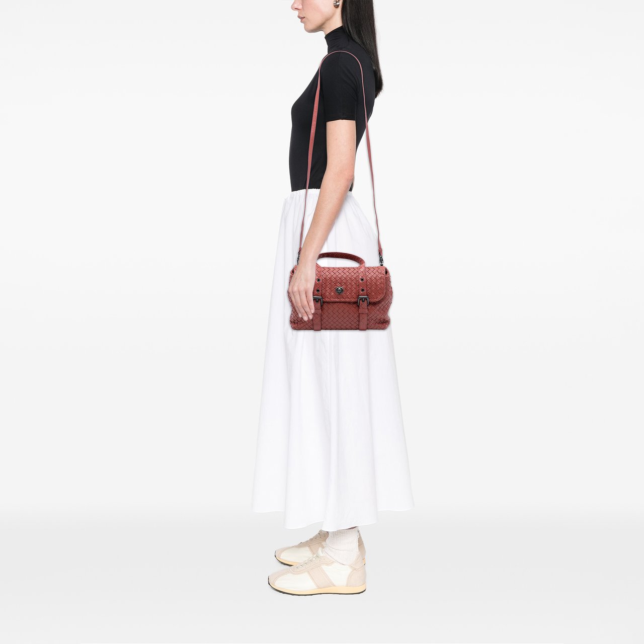 Bottega Veneta Nappa Intrecciato Flap Satchel Oranje