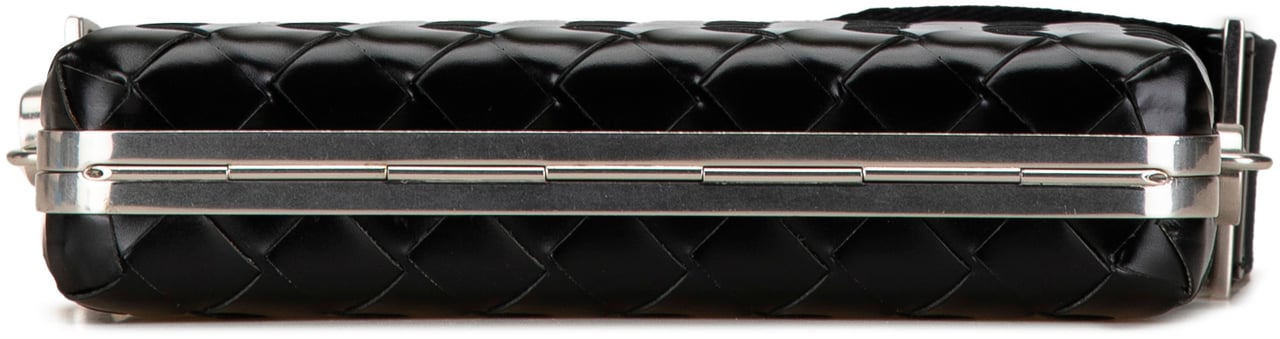 Bottega Veneta Spazzolato Intrecciato Box Messenger Bag Zwart