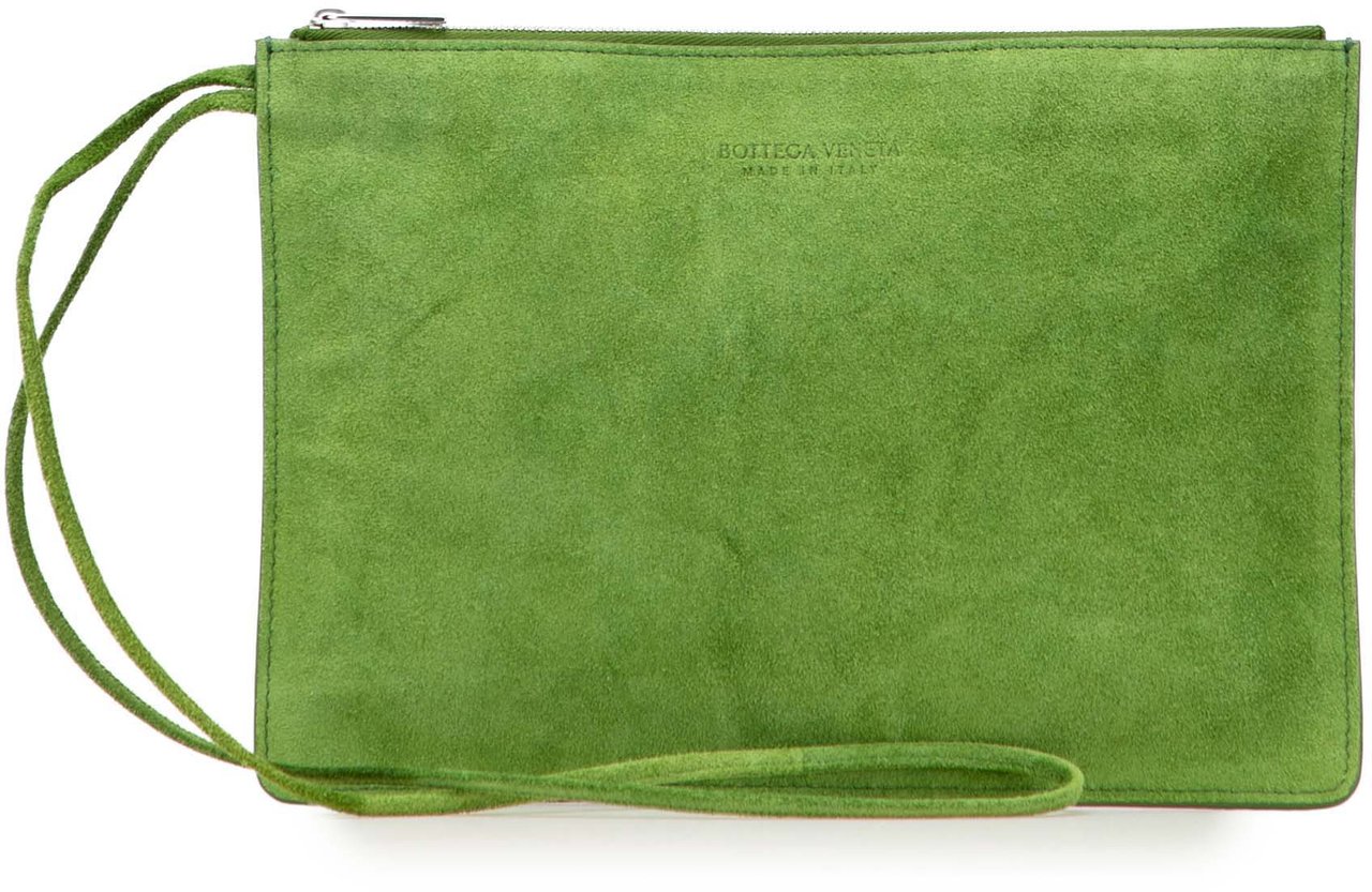 Bottega Veneta Suede Clutch Groen