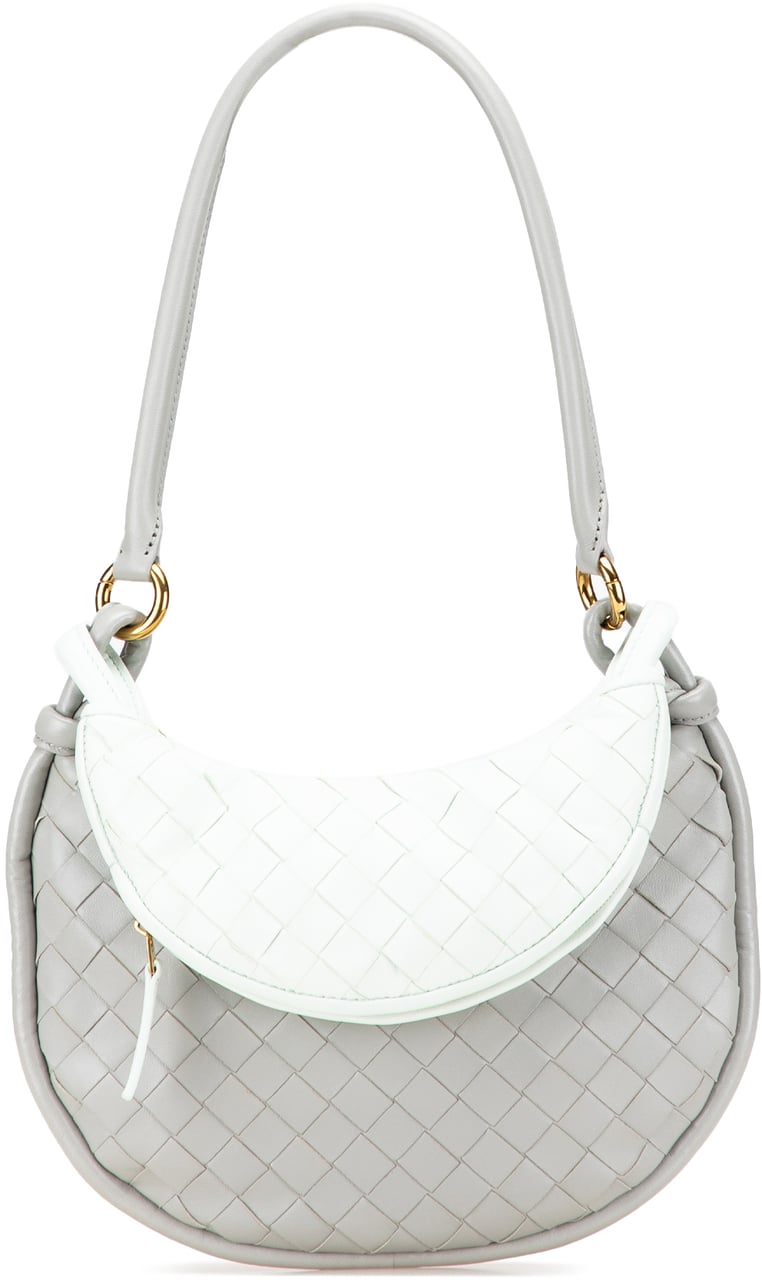 Bottega Veneta Small Bicolor Lambskin Intrecciato Gemelli Bag Grijs