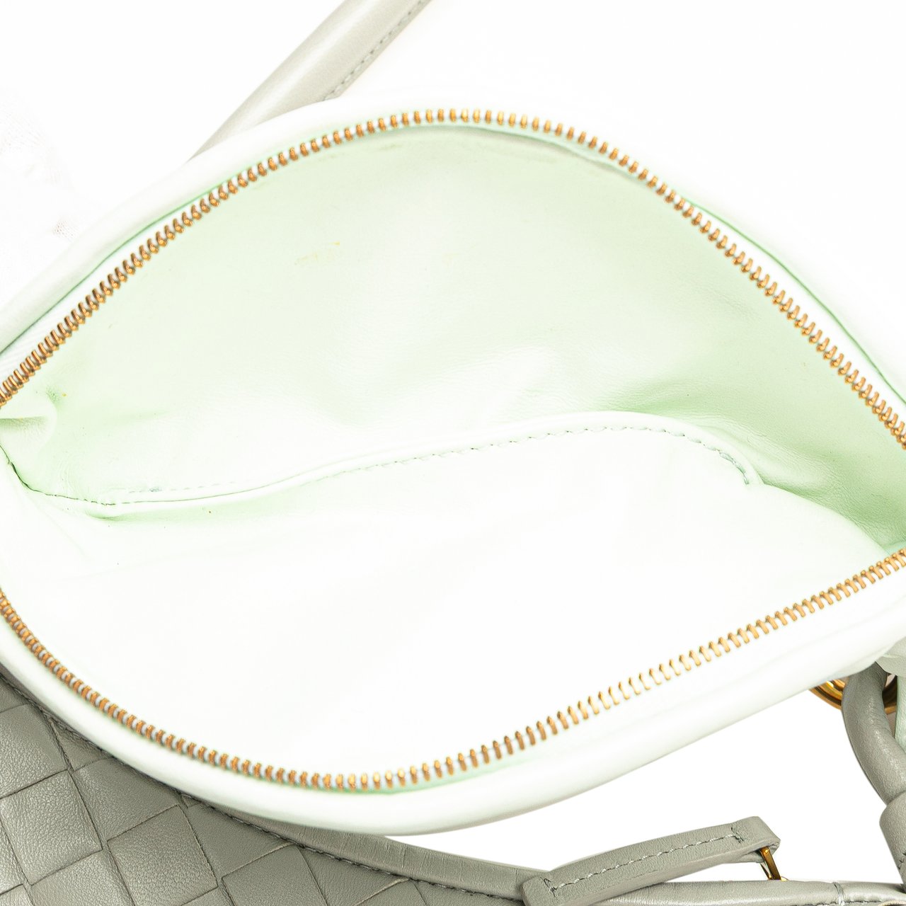 Bottega Veneta Small Bicolor Lambskin Intrecciato Gemelli Bag Grijs