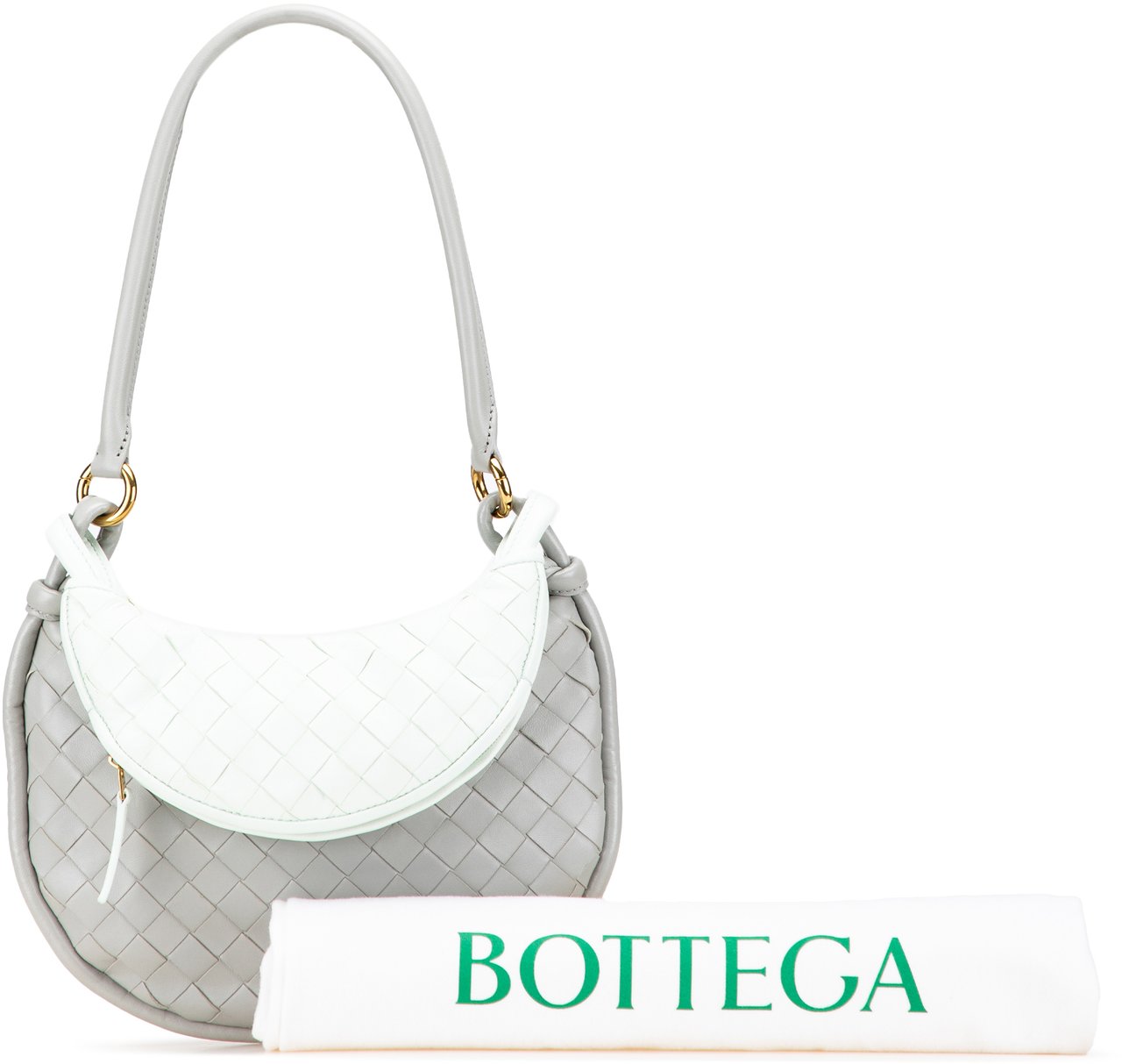 Bottega Veneta Small Bicolor Lambskin Intrecciato Gemelli Bag Grijs