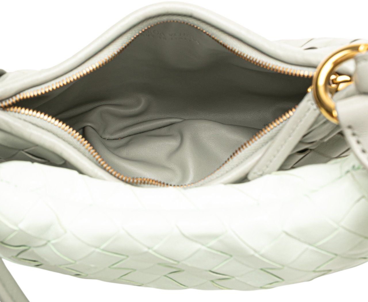 Bottega Veneta Small Bicolor Lambskin Intrecciato Gemelli Bag Grijs