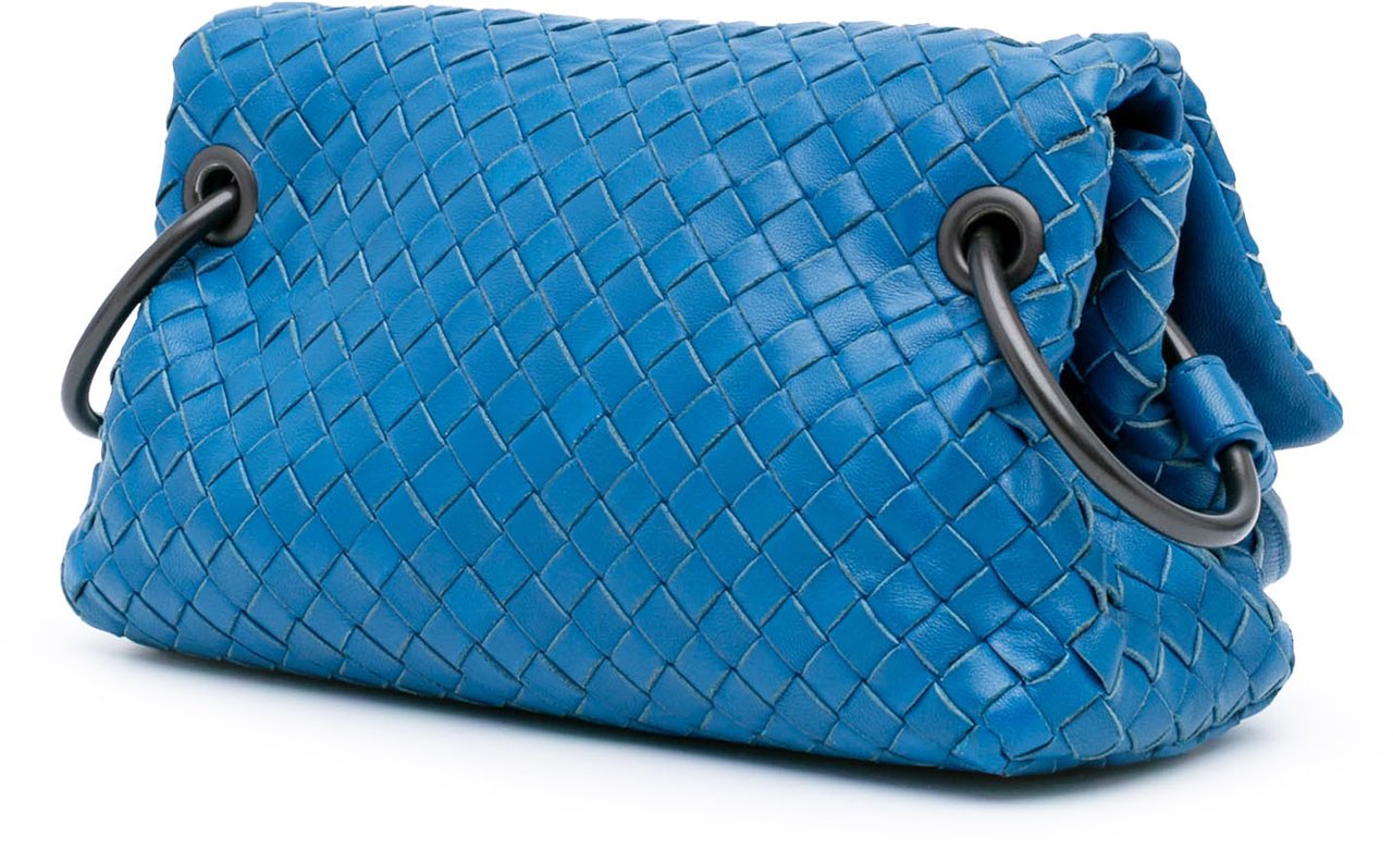 Bottega Veneta Nappa Intrecciato Flap Crossbody Blauw