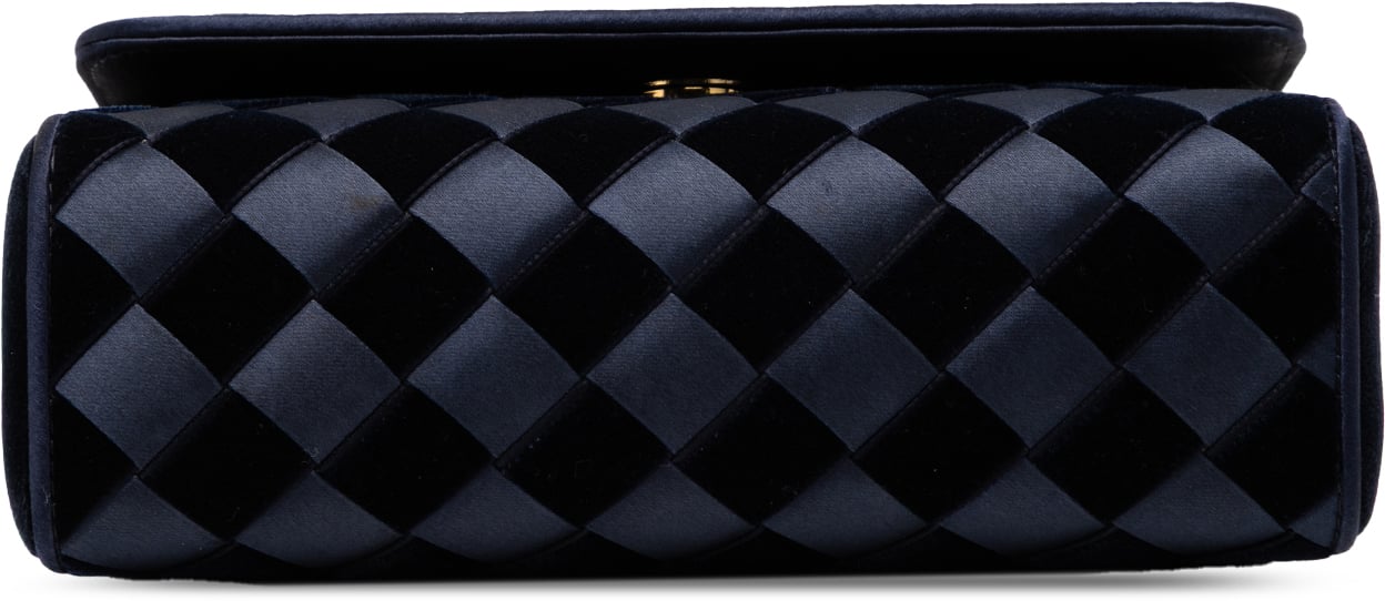 Bottega Veneta Velvet and Satin Intrecciato Top Handle Bag Blauw