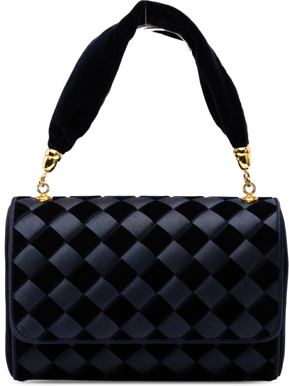 Bottega Veneta Velvet and Satin Intrecciato Top Handle Bag Blauw