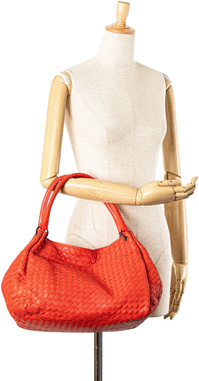Bottega Veneta Nappa Intrecciato Parachute Tote Rood