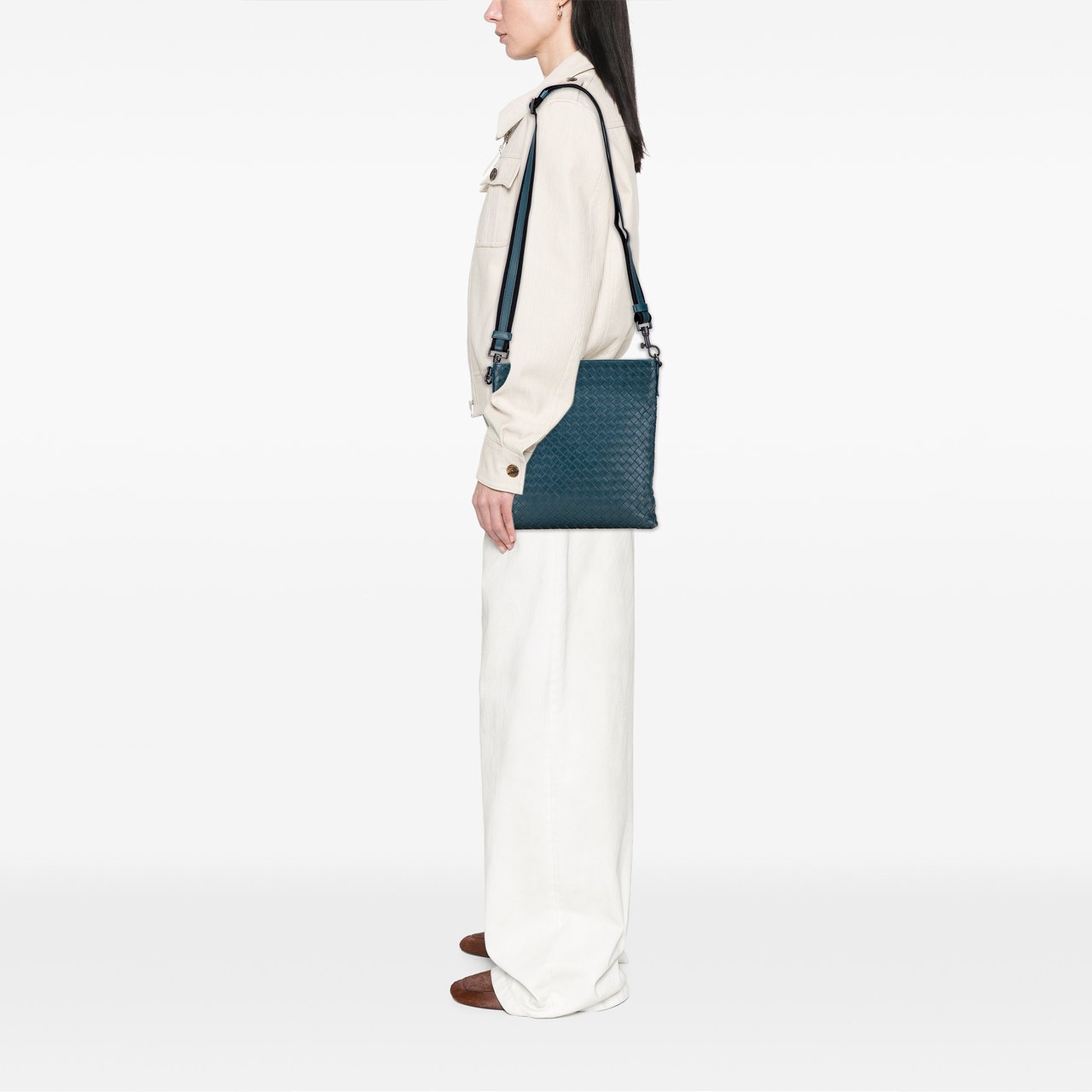 Bottega Veneta Nappa Intrecciato VN Crossbody Blauw