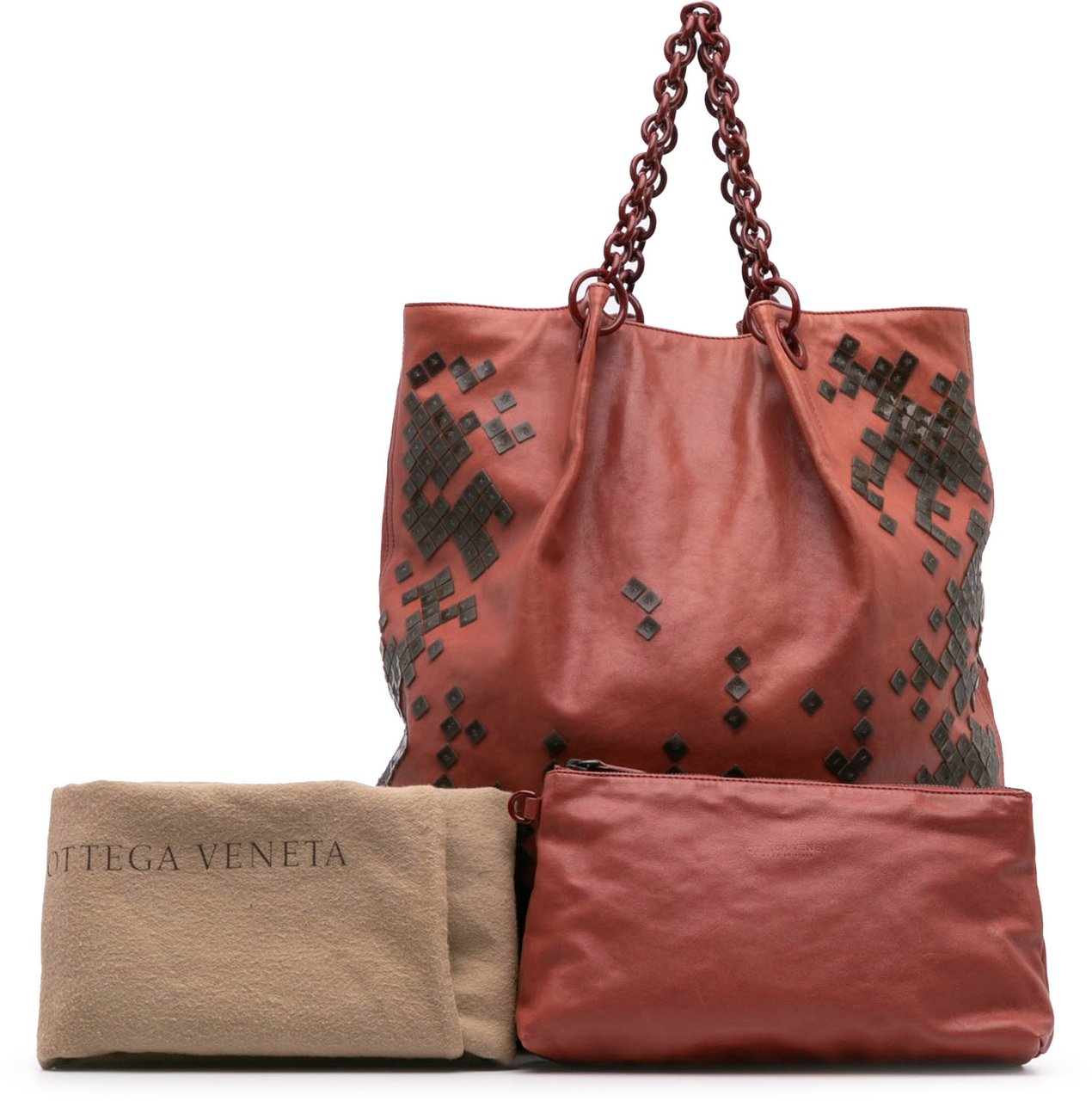 Bottega Veneta Vitello Mosaico Laque Tote Rood