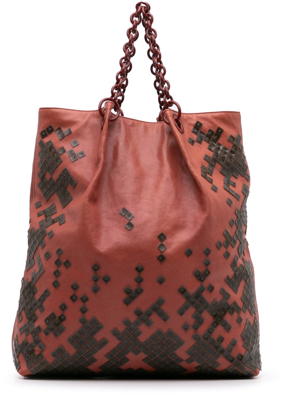 Bottega Veneta Vitello Mosaico Laque Tote Rood