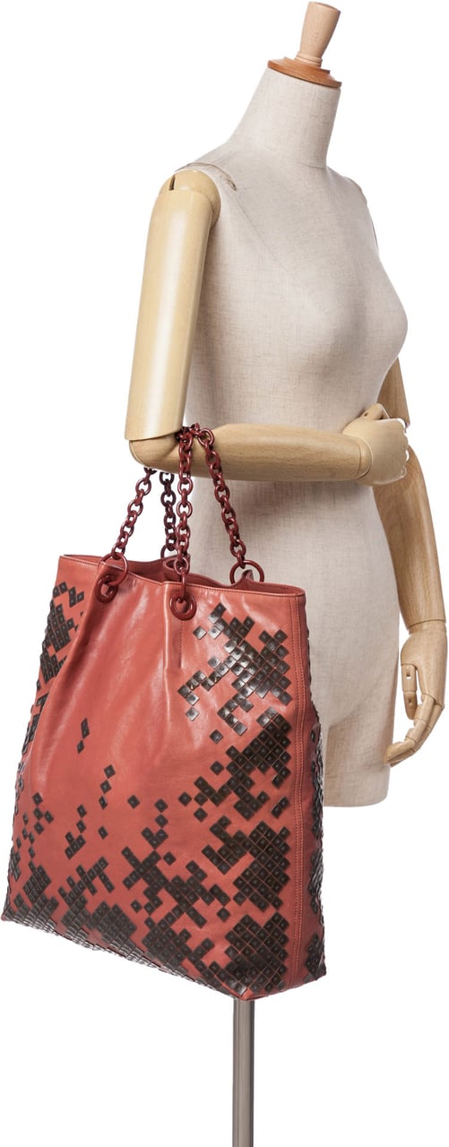 Bottega Veneta Vitello Mosaico Laque Tote Rood