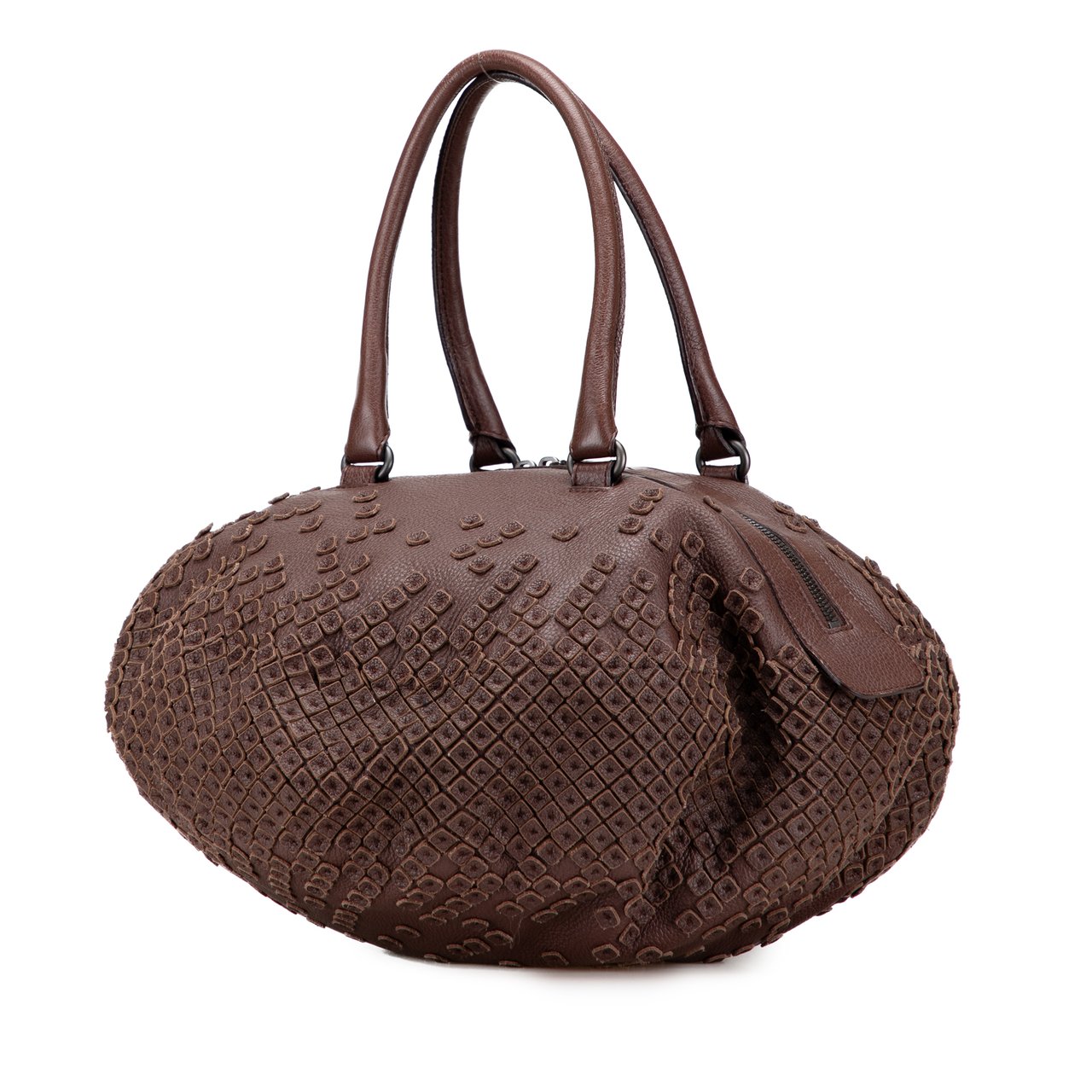 Bottega Veneta Cervo Patchwork Bowler Bag Bruin