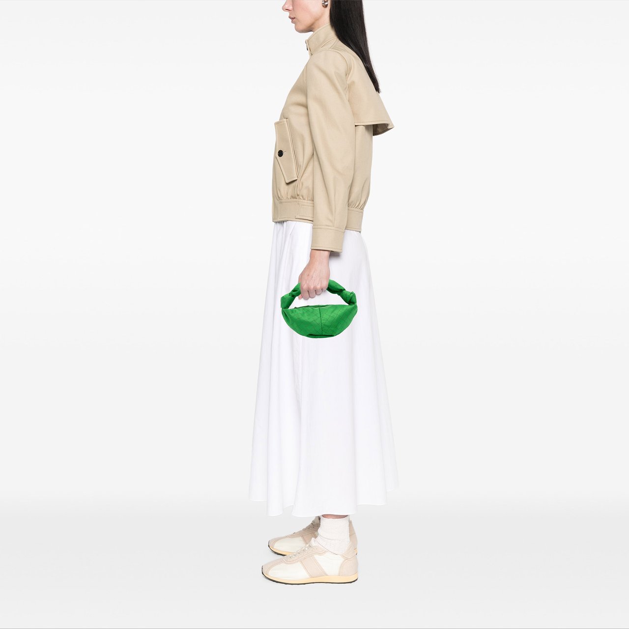 Bottega Veneta Mini Jacquard Intrecciato Double Knot Bag Groen
